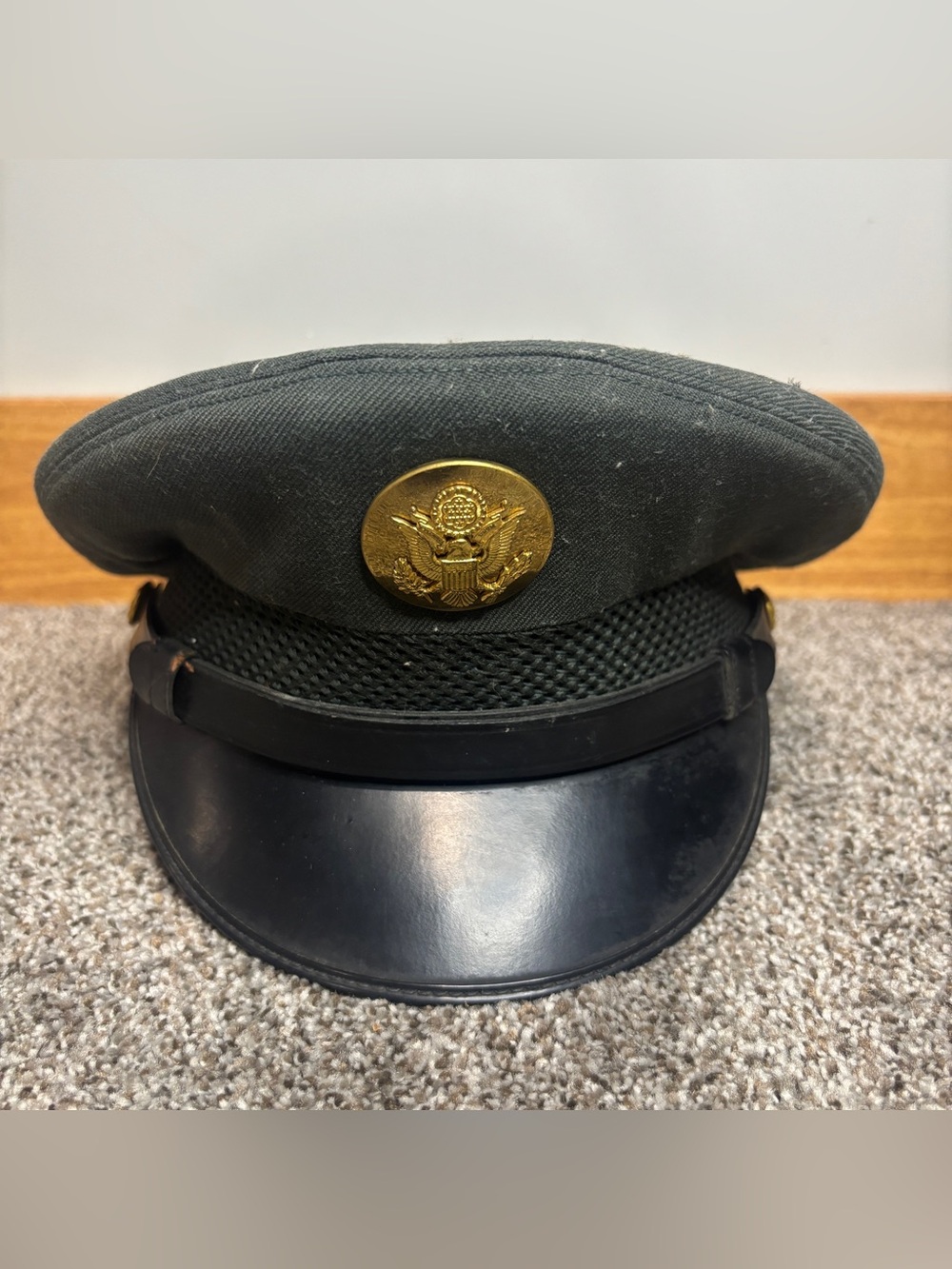 Vintage US Army Hat Cap Mens 6 5/8 Wool Visor Dress Uniform Vietnam Era ‘60s ‘70